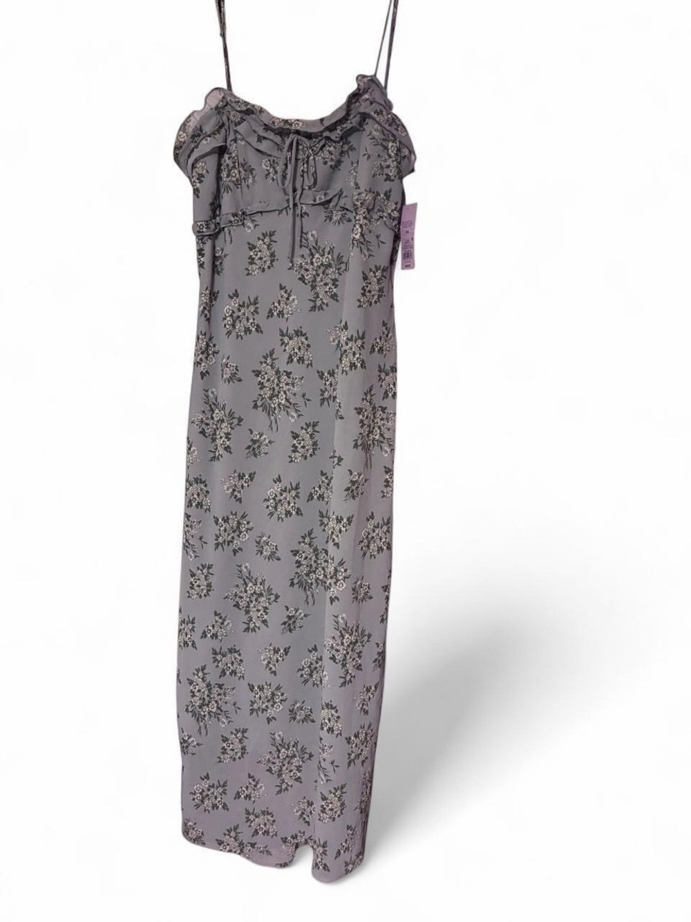 Wild Fable Grey Floral Maxi Dress with Spaghetti Straps